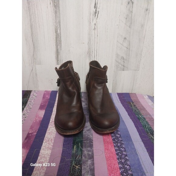 J.B. Dillon Womens 7.5 B Brown Leather Ankle heeled Boots Zipper - Picture 8 of 9